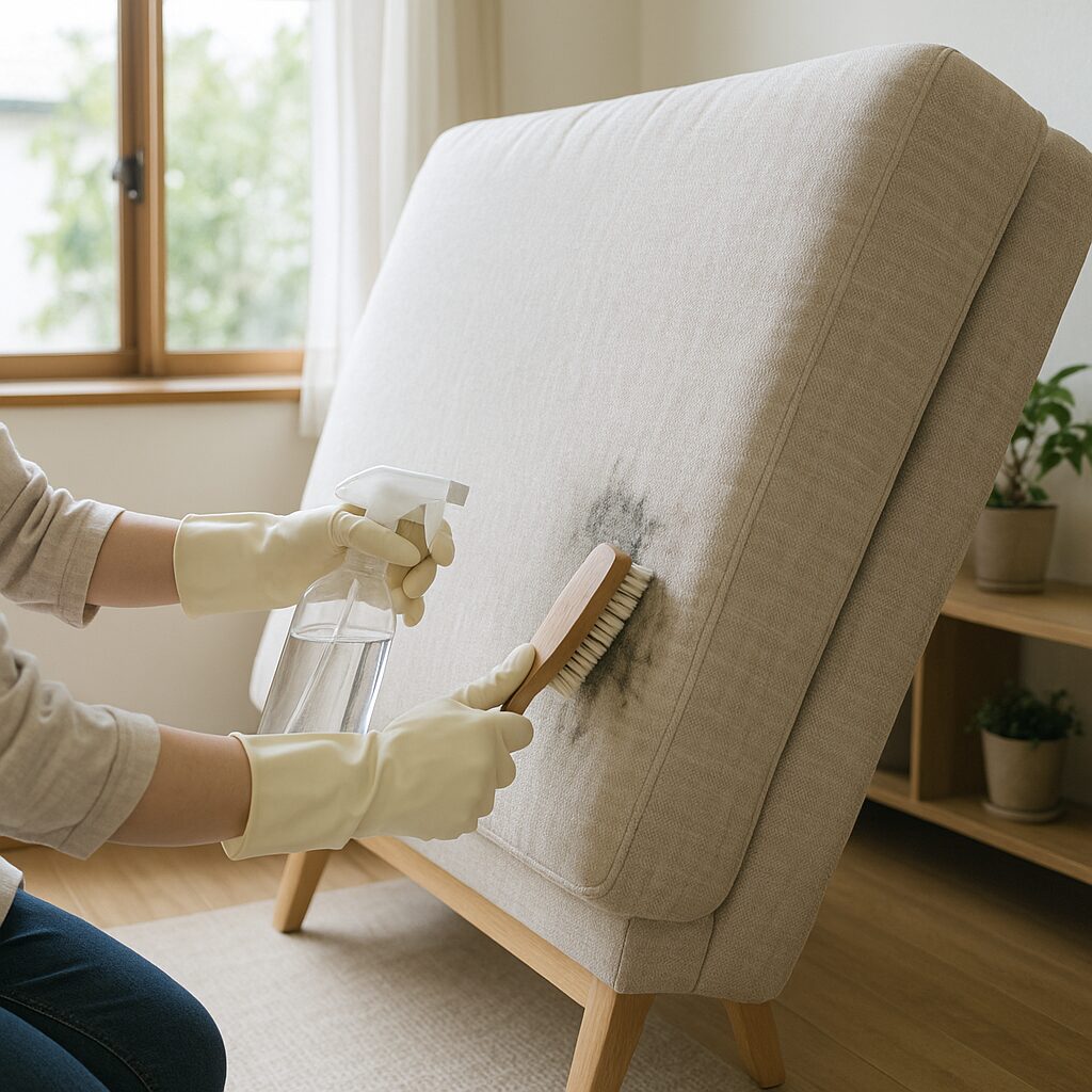 布製ソファのカビを拭き取る具体的な方法の写真
