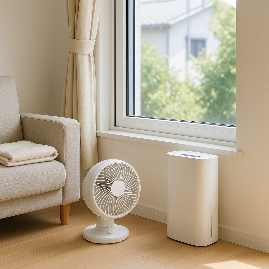 カビ予防のために換気と除湿をしている部屋