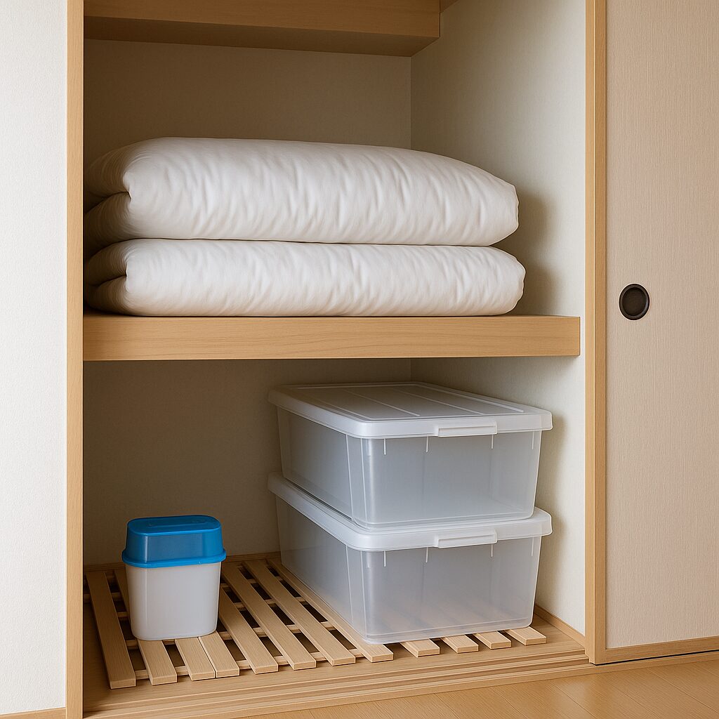 湿気対策がされた整理整頓された押入れの内部