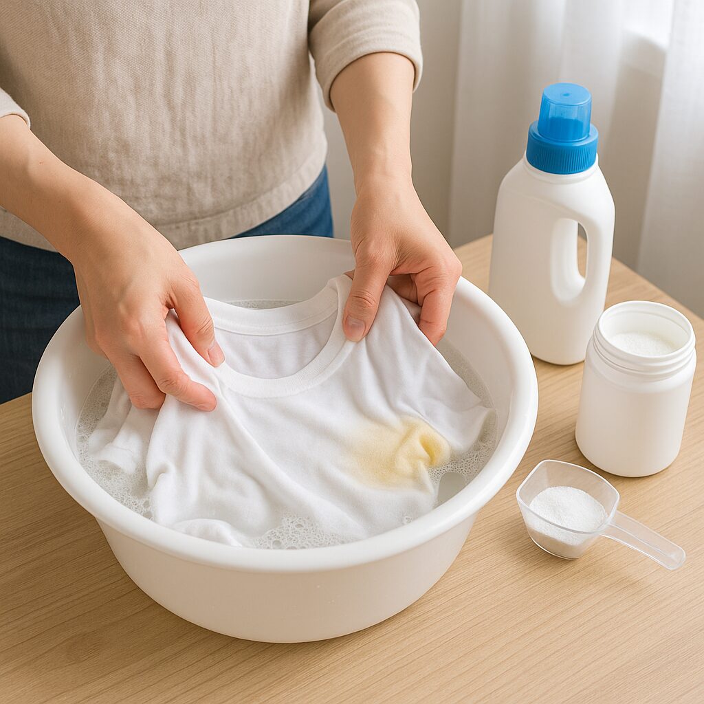 洗面器を使って汗ジミを落とす具体的な洗濯手順