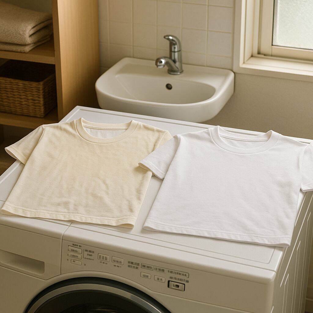 黄ばみが落ちて白さを取り戻したシャツのビフォーアフター