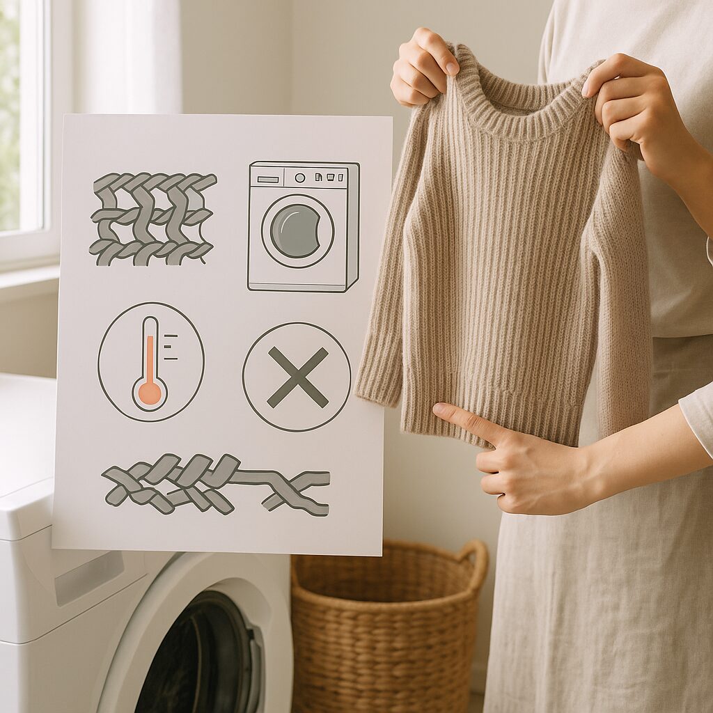 ニットが縮む主な原因を説明する図解イラスト