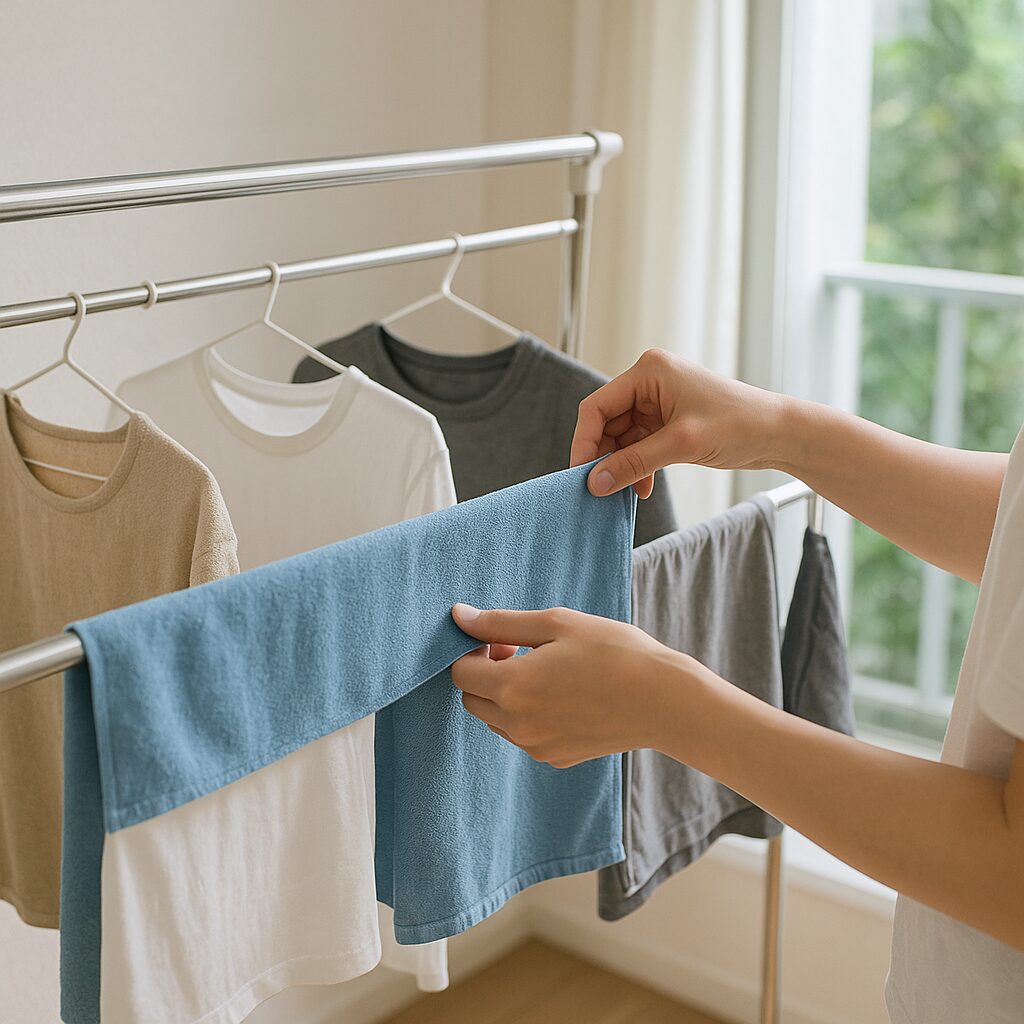 間隔をあけて干された洗濯物の正しい干し方