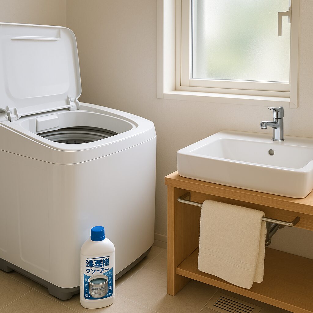 洗濯槽の掃除と換気で生乾きを予防するイメージ