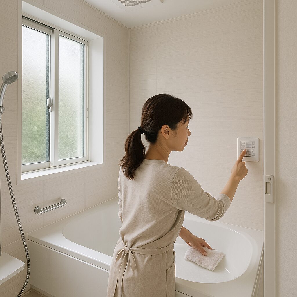 換気と乾燥で黒カビを予防している浴室