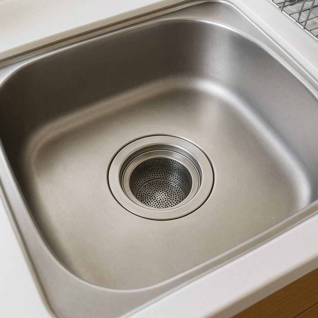 虫対策としてきれいに掃除されたキッチンの排水口