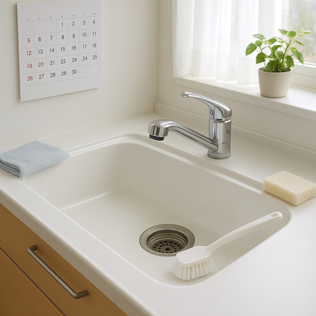 排水口の定期的な掃除スケジュールで悪臭を予防するイメージ