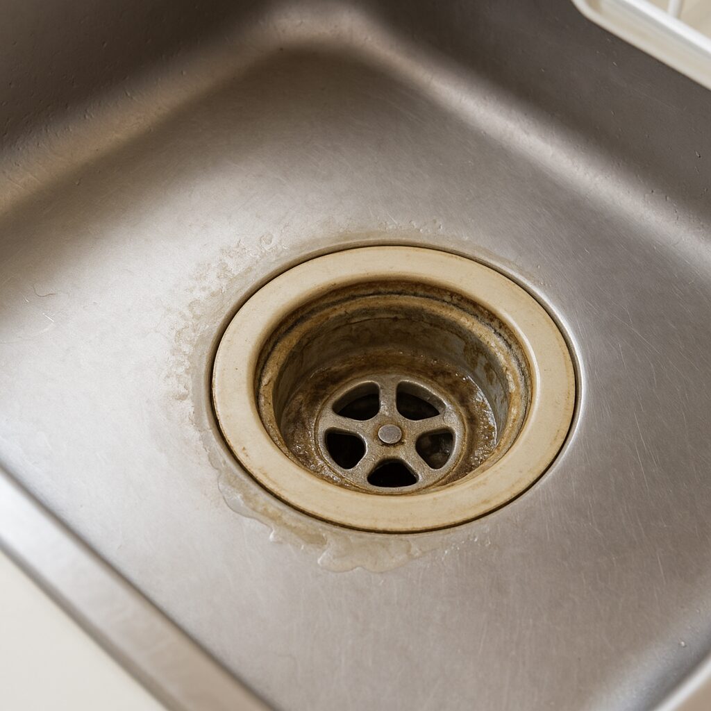 ぬめりがついたキッチンの排水口の様子