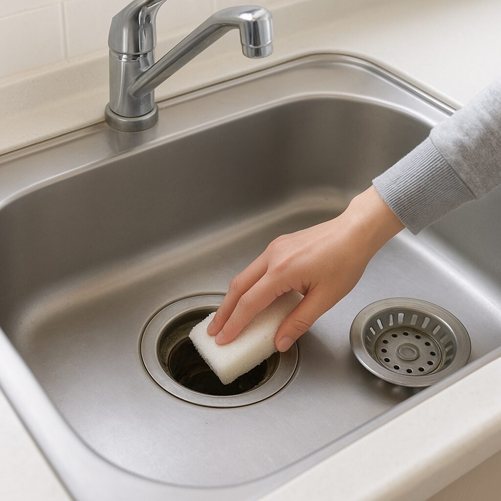 ぬめりのない清潔なキッチンの排水口