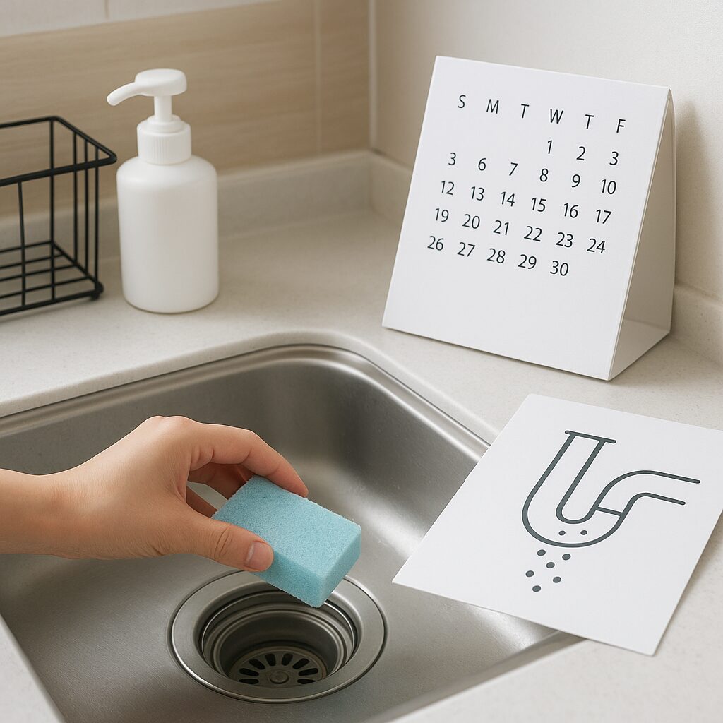 排水口の悪臭を予防する定期的な掃除習慣のイメージ