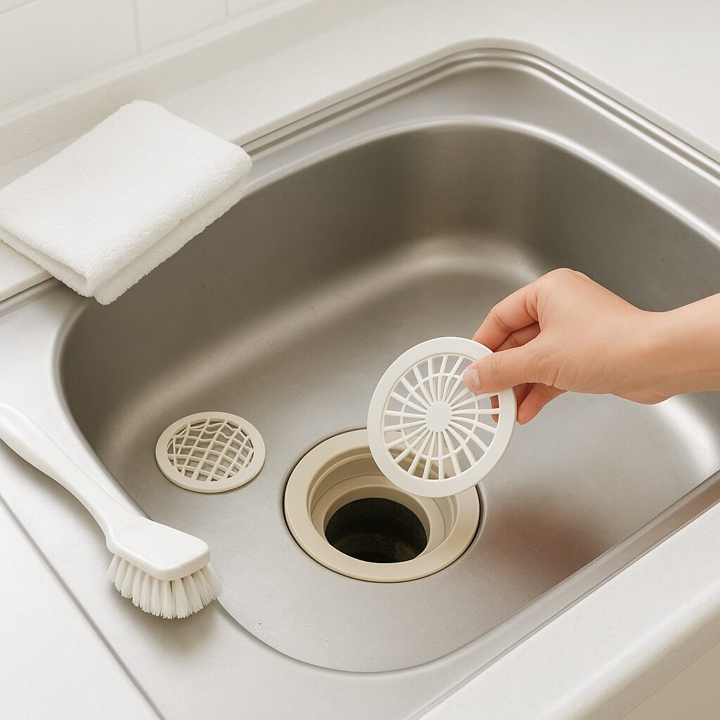 髪の毛詰まりを防ぐヘアキャッチャーとブラシ・ゴム手袋