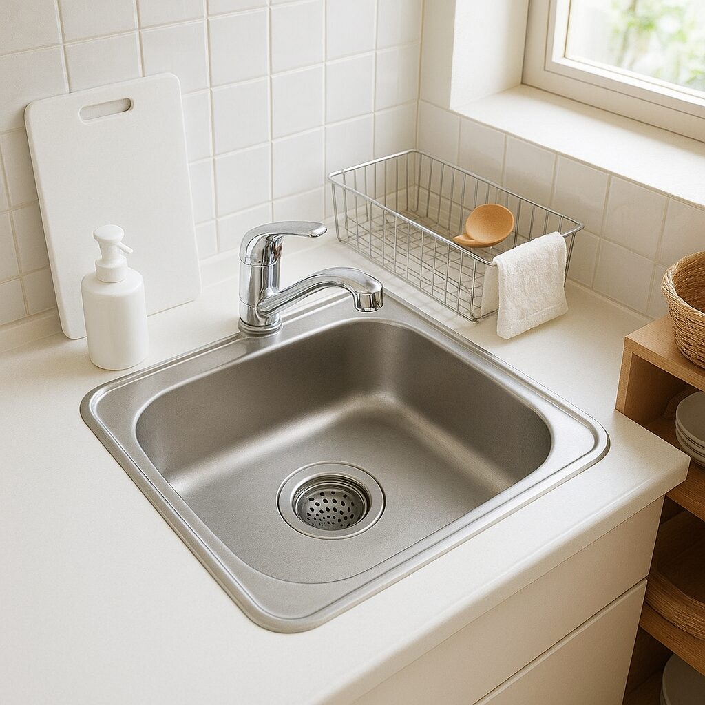 油汚れのない清潔なキッチンの排水口