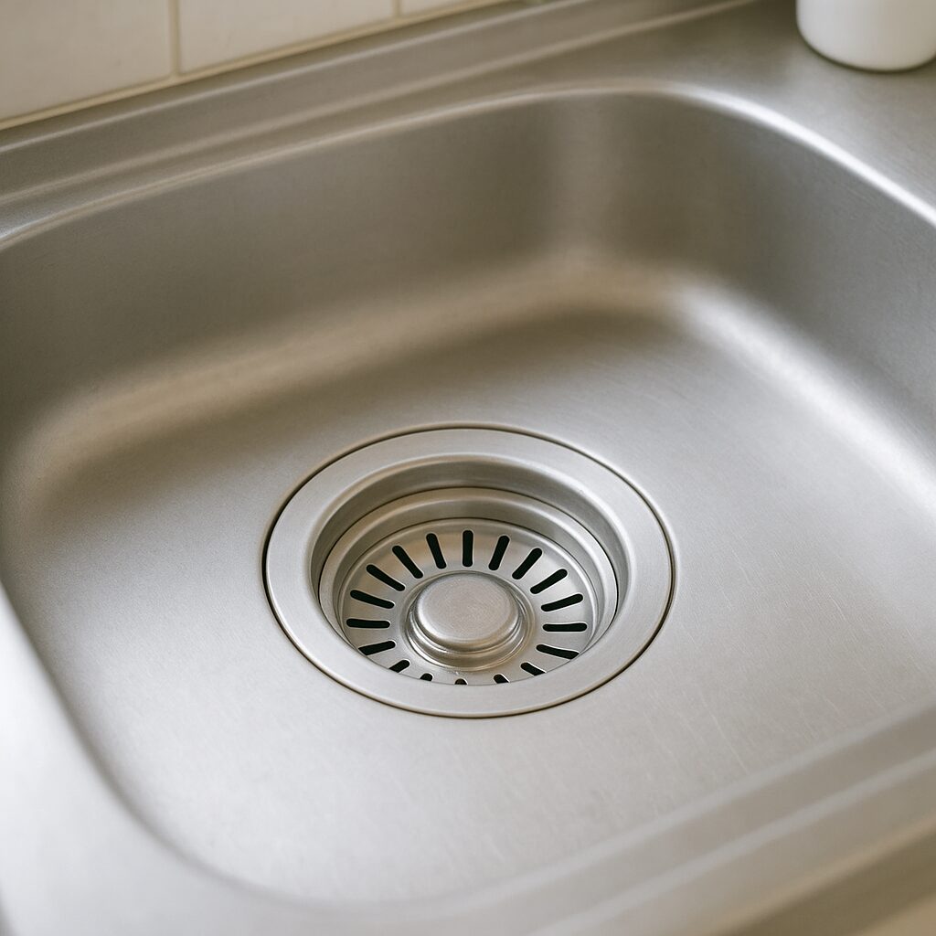 油汚れが落ちてきれいになったキッチンの排水口