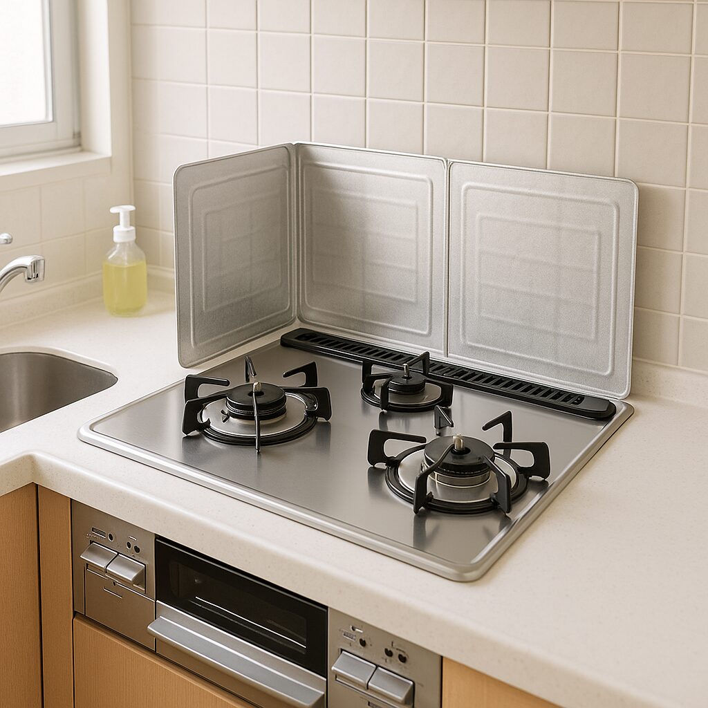 油汚れ予防で清潔に保たれたコンロ周り