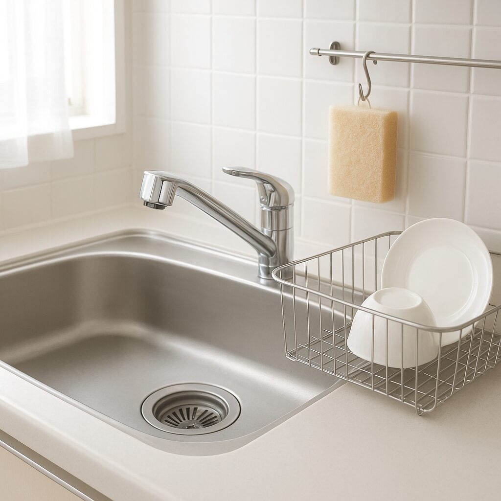 シンクぬめり予防のために乾燥させているキッチン用品