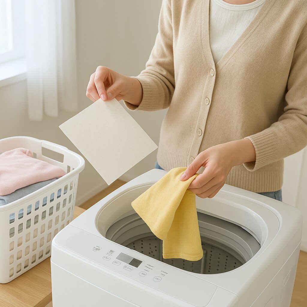 色移り防止シートを使って洗濯する方法