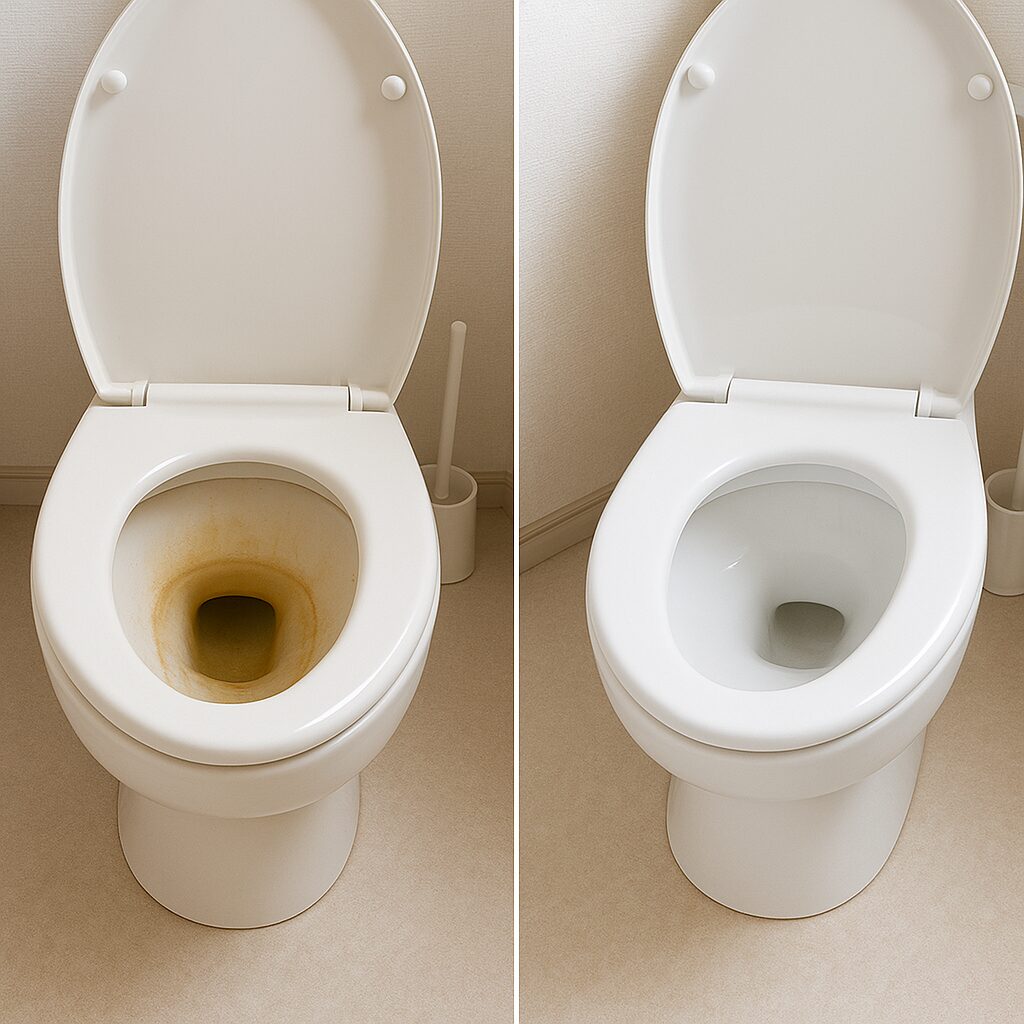 黄ばみが落ちてきれいになったトイレ便器のイメージ