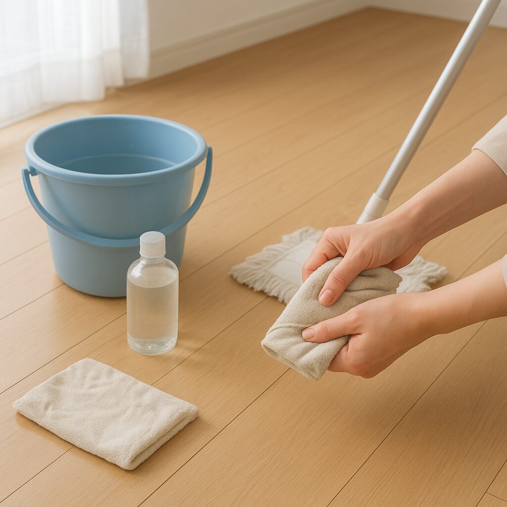 床のヌメリ掃除に使う道具一式