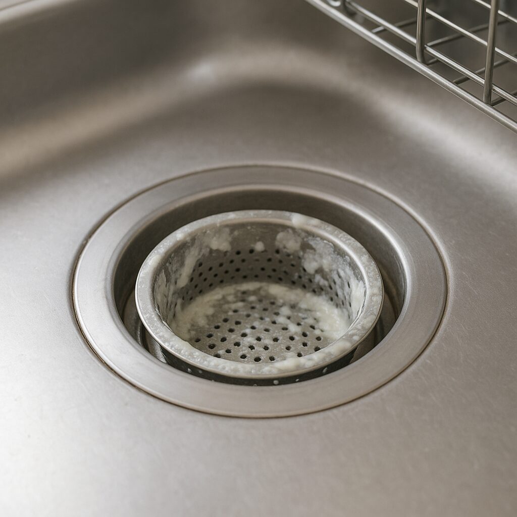 ぬめりが付着したキッチン排水口の様子
