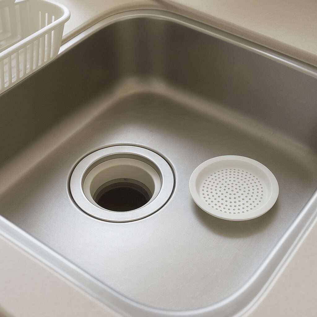 キッチン排水口のぬめり予防をしている様子