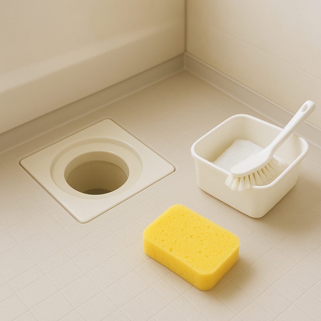 きれいに保たれたお風呂の排水口と予防のイメージ